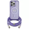 Guess GUHMP16LHCTSGNSU iPhone 16 Pro 6,3 inch paarse hardcase crossbody koord Script MagSafe