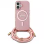 Guess GUHMP16SHCTSGNSP iPhone 16 6,1 inch roze hardcase crossbody koord Script MagSafe