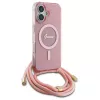 Guess GUHMP16SHCTSGNSP iPhone 16 6,1 inch roze hardcase crossbody koord Script MagSafe