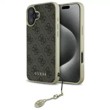 Guess GUHCP16SGF4GBR hardcase voor Apple iPhone 16 6,1 inch bruin 4G Charms Collection