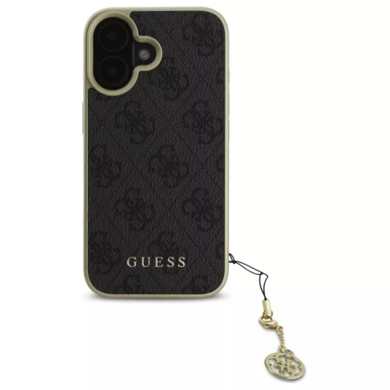 Guess GUHCP16SGF4GGR iPhone 16 6,1 inch zwarte hardcase 4G Charms Collection