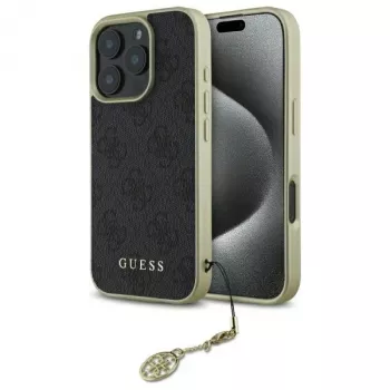 Guess GUHCP16LGF4GGR iPhone 16 Pro 6,3 inch zwarte hardcase 4G Charms Collection