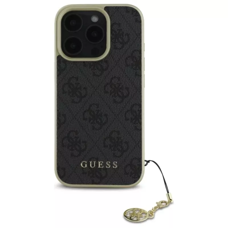Guess GUHCP16LGF4GGR iPhone 16 Pro 6,3 inch zwarte hardcase 4G Charms Collection
