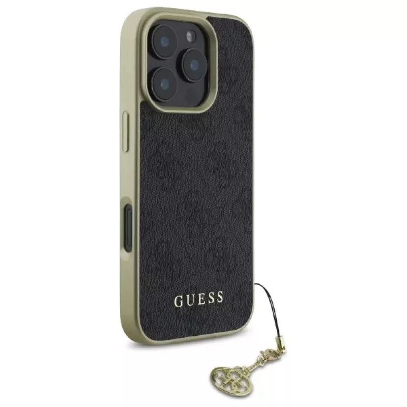 Guess GUHCP16LGF4GGR iPhone 16 Pro 6,3 inch zwarte hardcase 4G Charms Collection
