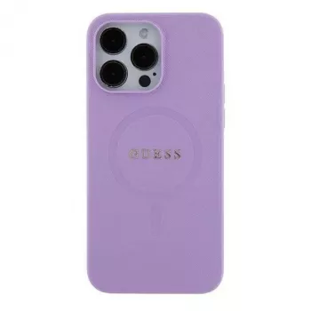 Guess GUHMP16XPSAHMCU iPhone 16 Pro Max 6,9 inch paarse Saffiano hardcase met MagSafe