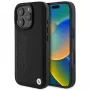 BMW Hot Stamp Leather hardcase voor iPhone 16 Pro 6,3 inch zwart