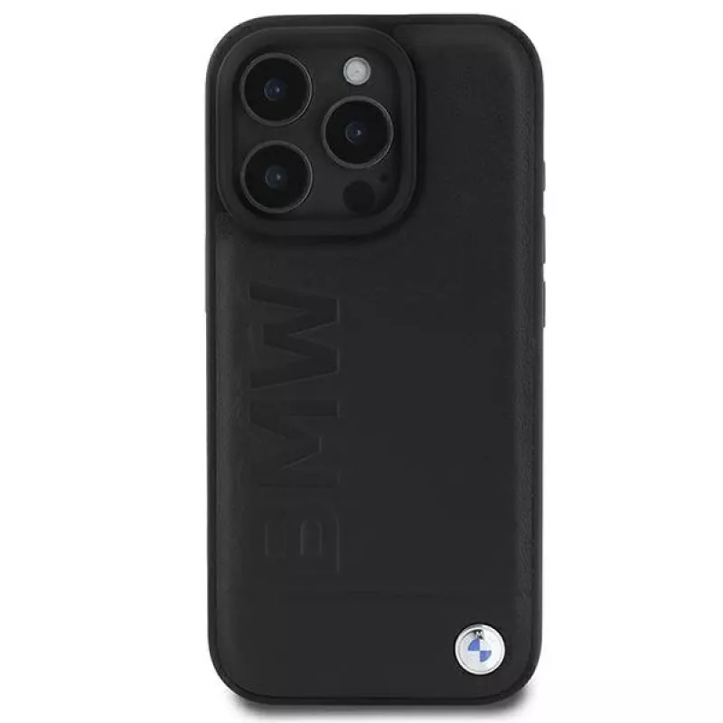 BMW Hot Stamp Leather hardcase voor iPhone 16 Pro 6,3 inch zwart