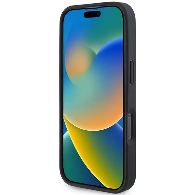 BMW Hot Stamp Leather hardcase voor iPhone 16 Pro 6,3 inch zwart