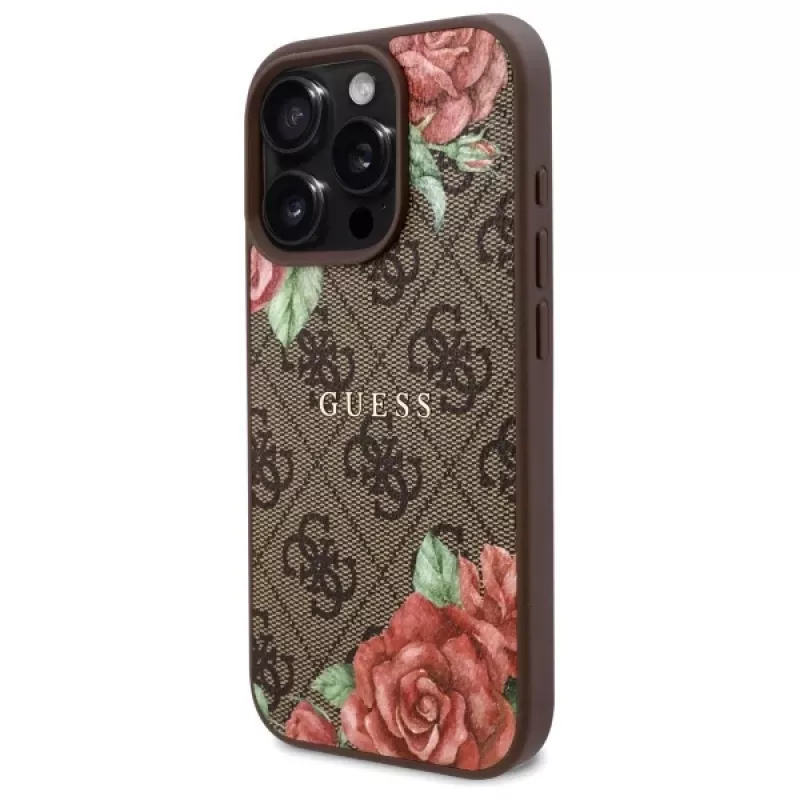 Guess GUHMP16LP4ROPEMCW iPhone 16 Pro Hardcase 4G Flowers Print MagSafe bruin