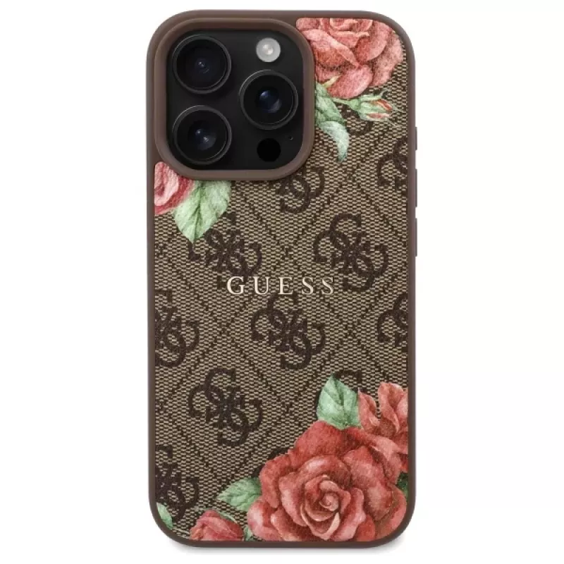 Guess GUHMP16LP4ROPEMCW iPhone 16 Pro Hardcase 4G Flowers Print MagSafe bruin