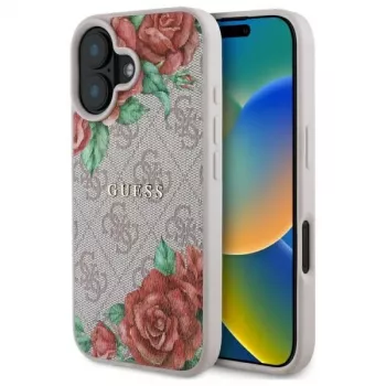 Guess GUHMP16SP4ROPEMCP Hardcase voor Apple iPhone 16 6,1 inch roze bloemenpatroon MagSafe