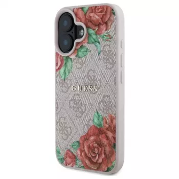 Guess GUHMP16SP4ROPEMCP Hardcase voor Apple iPhone 16 6,1 inch roze bloemenpatroon MagSafe