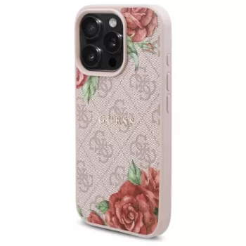 Guess GUHMP16XP4ROPEMCP iPhone 16 Pro Max 6,9 inch roze hardcase 4G Flowers Print MagSafe