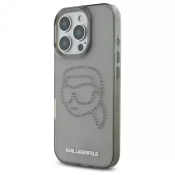 Karl Lagerfeld IML Rhinestones Karl Head Case voor iPhone 16 Pro Max (zwart)