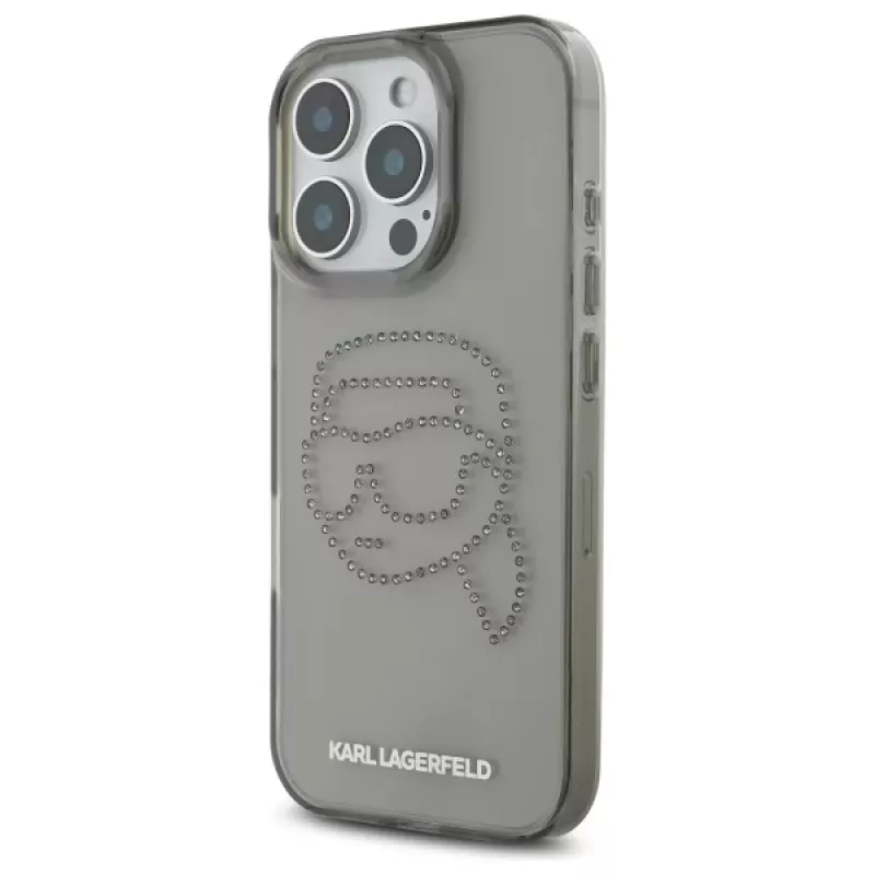 Karl Lagerfeld IML Rhinestones Karl Head Case voor iPhone 16 Pro Max (zwart)