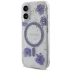 Guess Resin Flowers Glitter MagSafe Case voor iPhone 16 paars