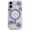 Guess Resin Flowers Glitter MagSafe Case voor iPhone 16 paars