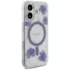 Guess Resin Flowers Glitter MagSafe Case voor iPhone 16 paars