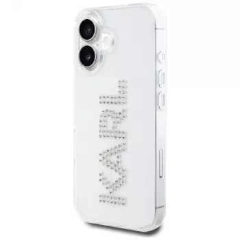 KARL LAGERFELD IML Rhinestones Logo Back Cover voor Apple iPhone 16 - transparant