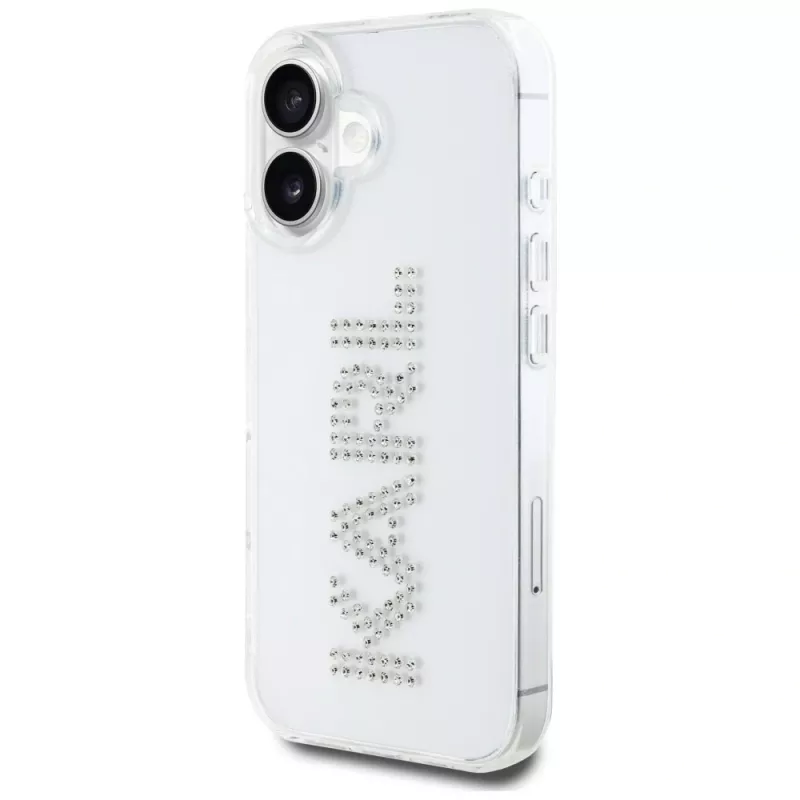 KARL LAGERFELD IML Rhinestones Logo Back Cover voor Apple iPhone 16 - transparant