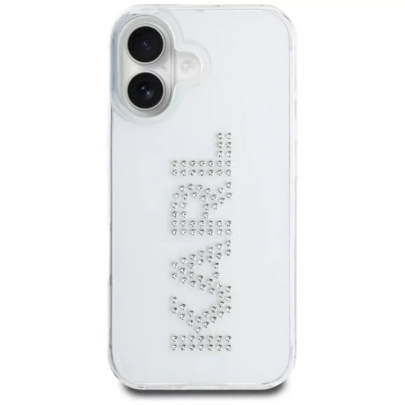 KARL LAGERFELD IML Rhinestones Logo Back Cover voor Apple iPhone 16 - transparant