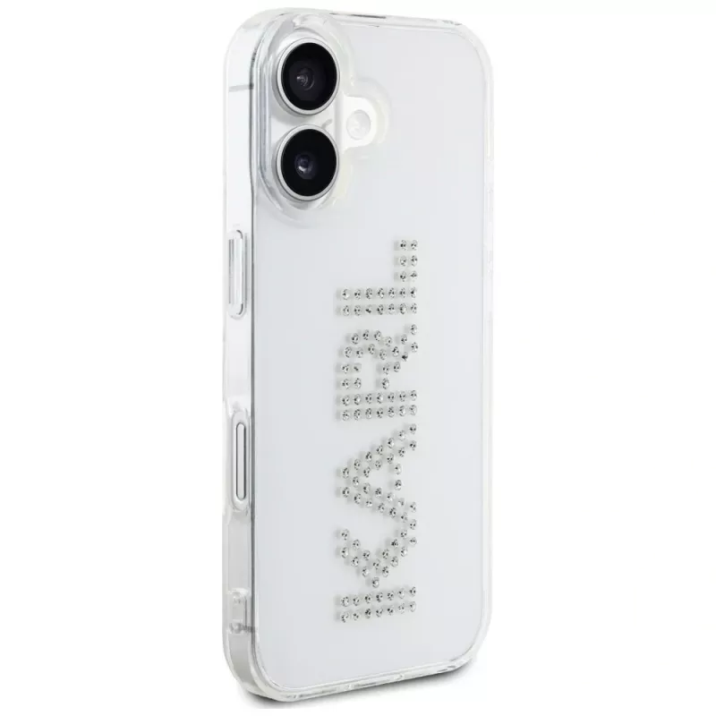 KARL LAGERFELD IML Rhinestones Logo Back Cover voor Apple iPhone 16 - transparant