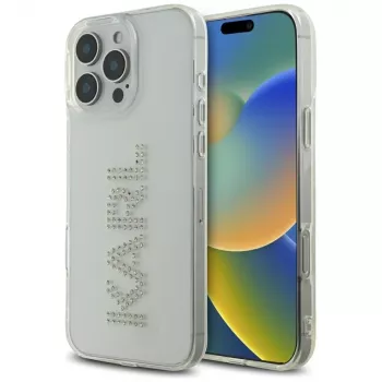 Karl Lagerfeld IML Rhinestones Logo Case voor iPhone 16 Pro, transparant
