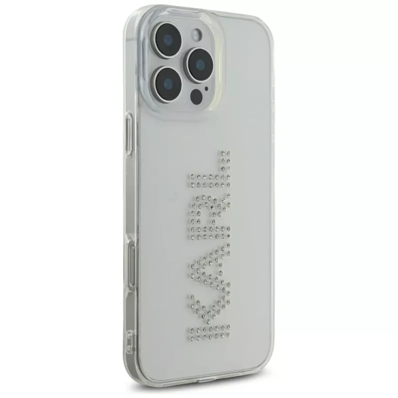 Karl Lagerfeld IML Rhinestones Logo Case voor iPhone 16 Pro, transparant
