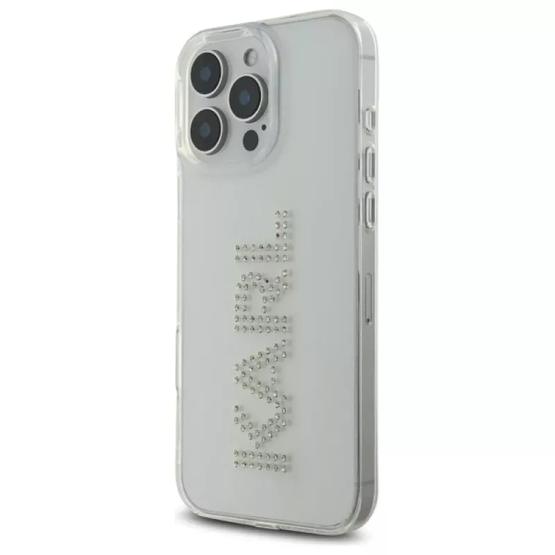 Karl Lagerfeld KLHCP16XHKLSTDCT Hard Case voor iPhone 16 Pro Max 6,9 inch transparant met strass-logo