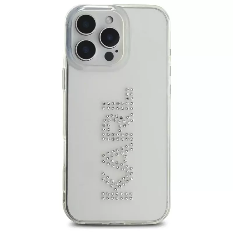 Karl Lagerfeld KLHCP16XHKLSTDCT Hard Case voor iPhone 16 Pro Max 6,9 inch transparant met strass-logo