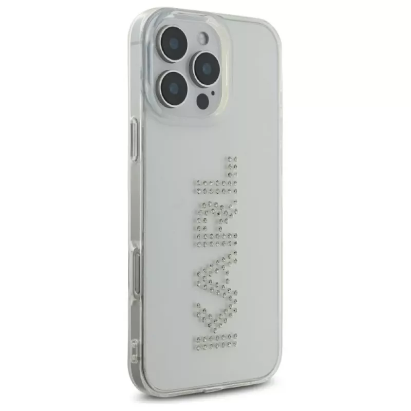 Karl Lagerfeld KLHCP16XHKLSTDCT Hard Case voor iPhone 16 Pro Max 6,9 inch transparant met strass-logo