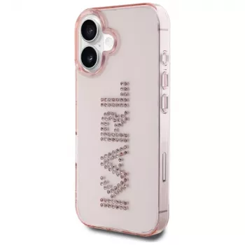 Karl Lagerfeld IML Rhinestones Logo Back Cover voor iPhone 16, roze