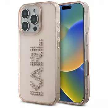 KARL LAGERFELD IML Rhinestones Logo Case voor iPhone 16 Pro Max roze