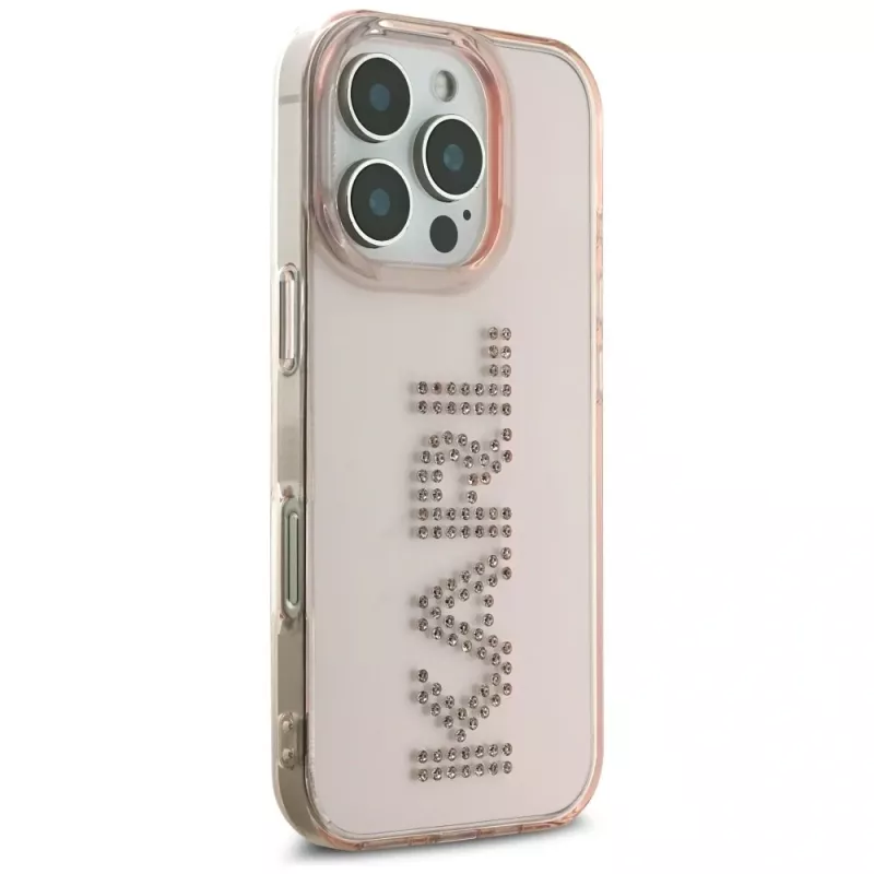 KARL LAGERFELD IML Rhinestones Logo Case voor iPhone 16 Pro Max roze