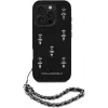 Karl Lagerfeld Saffiano Crystals with Chain Back Cover voor iPhone 16 Pro, zwart