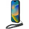 Karl Lagerfeld Saffiano Crystals with Chain Back Cover voor iPhone 16 Pro, zwart