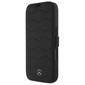 Mercedes-Benz MEBKP16X23RWRSK iPhone 16 Pro Max 6,9 inch zwarte Leder Waves boekhoes