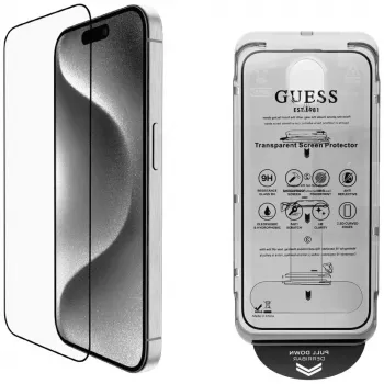 2-in-1 Guess BP Rhinestone Screen and Camera Lens Protector Kit voor iPhone 16 Pro Max goud