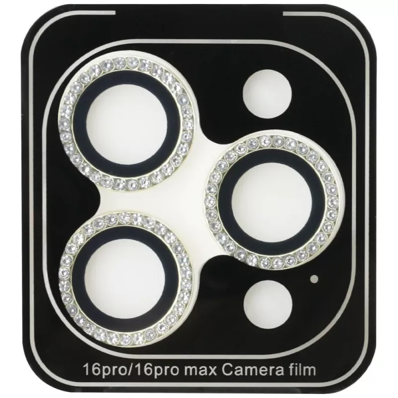 2-in-1 Guess BP Rhinestone Screen and Camera Lens Protector Kit voor iPhone 16 Pro Max goud