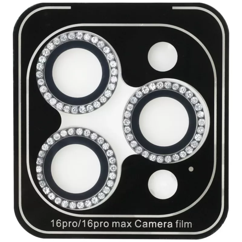 Guess BP Rhinestone 2-in-1 Screen and Camera Lens Protector Set voor Apple iPhone 16 Pro Max - zilver