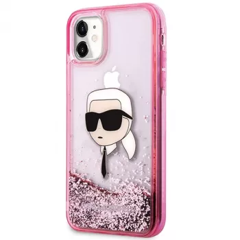 Karl Lagerfeld KLHCN61LNKHCP Hardcase voor iPhone 11/XR, roze, Glitter Karl Head