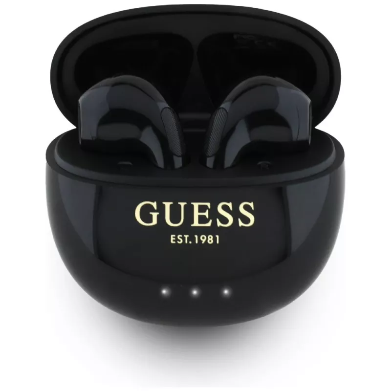 Guess Glossy Effect EggShape Printed Classic Logo TWS Earbuds zwart