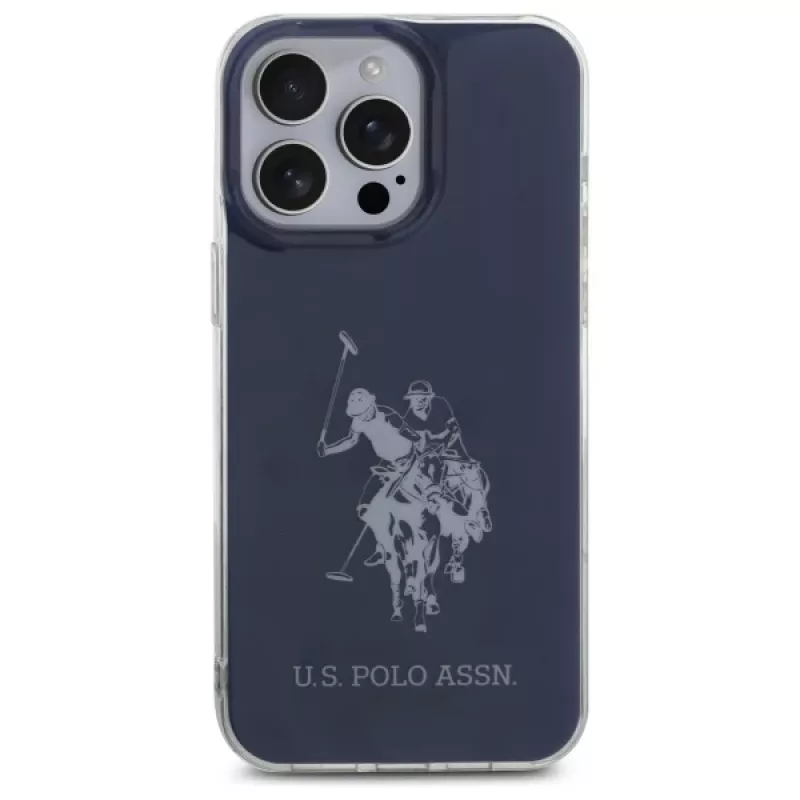 U.S. POLO ASSN. Shiny Big Logo Back Cover voor Apple iPhone 15 Pro Max 6,7 inch blauw TPU