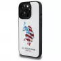 U.S. POLO ASSN. Leren hoes voor iPhone 15 Pro Max 6,7 inch wit American Flag