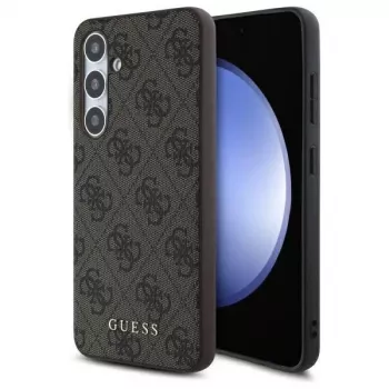 Guess 4G Metal Gold Logo Achterkant Cover voor Samsung Galaxy S24 FE, bruin
