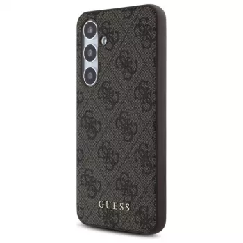 Guess 4G Metal Gold Logo Achterkant Cover voor Samsung Galaxy S24 FE, bruin