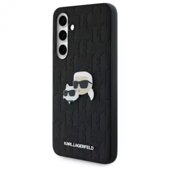 Karl Lagerfeld KLHCS24FEPGKLKCPK Samsung Galaxy S24 FE Hard Case zwart Monogram Karl & Choupette Head Pin