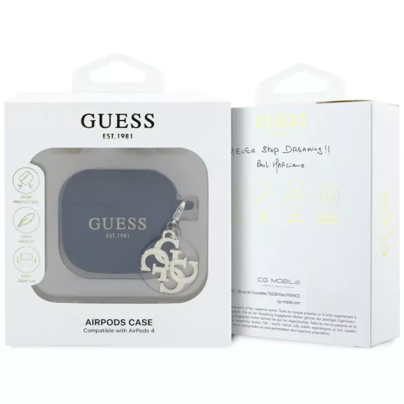 Guess Silicone 4G Charm Case voor AirPods 4 - zwart