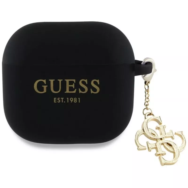 Guess Silicone 4G Charm Case voor AirPods 4 - zwart