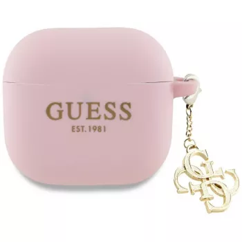 Guess GUA4LECG4P AirPods 4 Cover roze siliconen 4G Charm